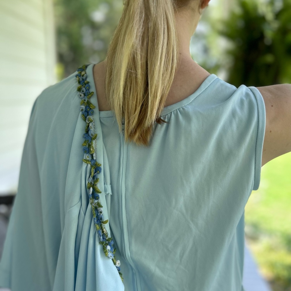 Vintage Pale Blue Bleeker Street 1970s Dress and Sweater Set Size 6/8?